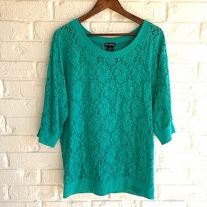 Miss Chievous Teal Crochet Top XL Casual Career